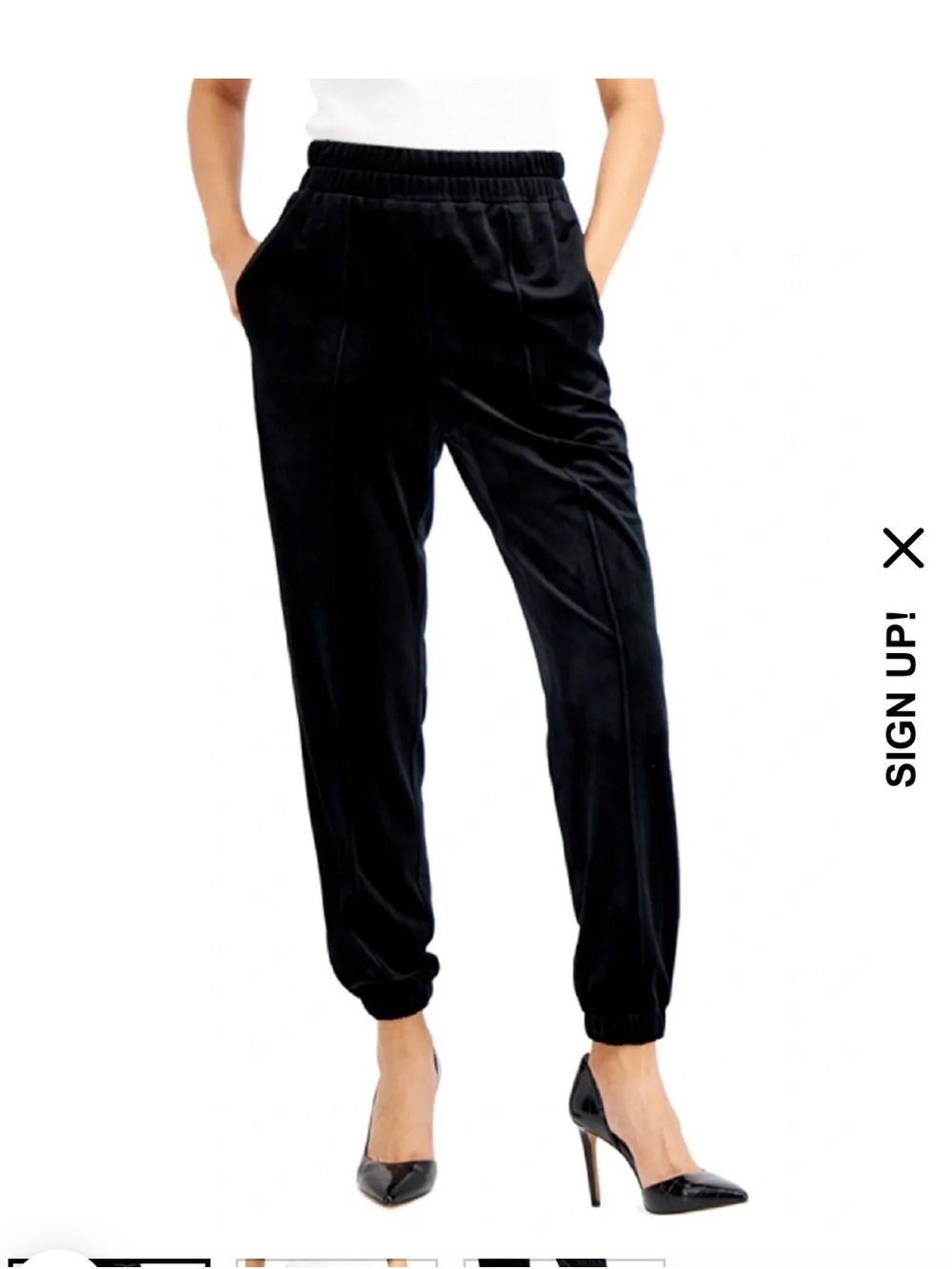 INC International Concepts Black Velvet Jogger Trousers
